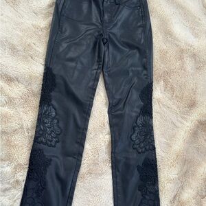 White House Black Market Black Floral Lace Skinny Pants